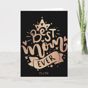 Cartão A Melhor Mãe do Mundo Tipografia Preto e Dourado D
