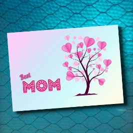 Cartão A melhor mãe, já rosa, árvore d'água do pasto rosa