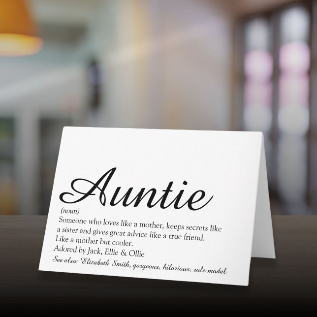 Cartão A melhor tia do mundo, o roteiro de definição da t (World's Best Ever Aunt Auntie Definition Script Card)