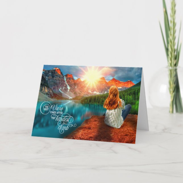 Cartão A melhor visão do formando vem após a subida mais  (Frente)