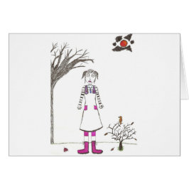 Cartão A menina assustador do palhaço