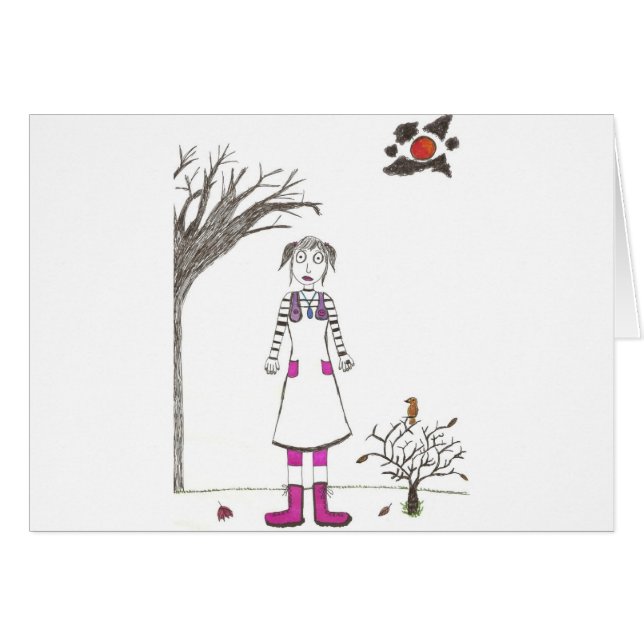 Cartão A menina assustador do palhaço (Frente Horizontal)