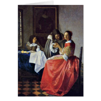 Cartão A menina com um Wineglass. Por Johannes Vermeer