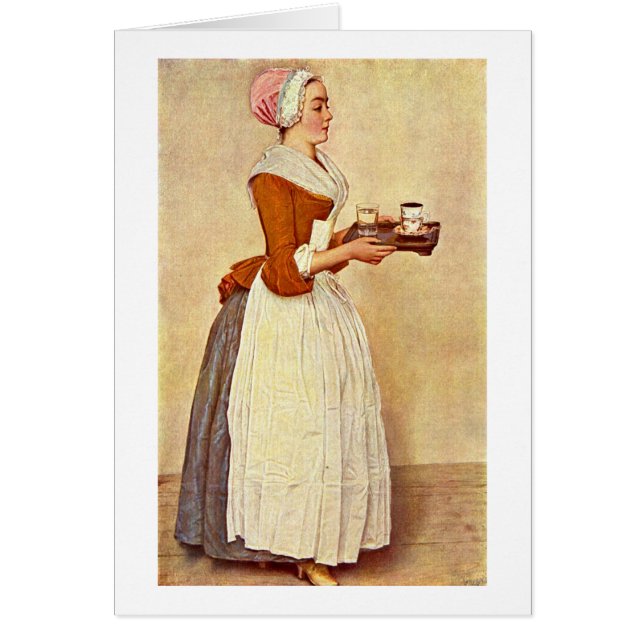 Cartão A menina do chocolate por Jean-Etienne Liotard (Frente)