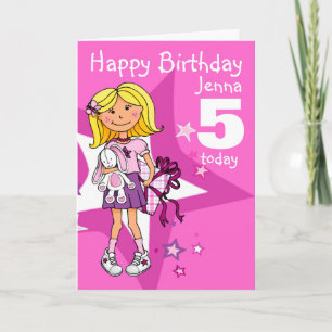 Cartão A menina do feliz aniversario personaliza o cartã