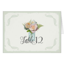 Cartão A mesa numera o vintage frasco de pedreiro floral