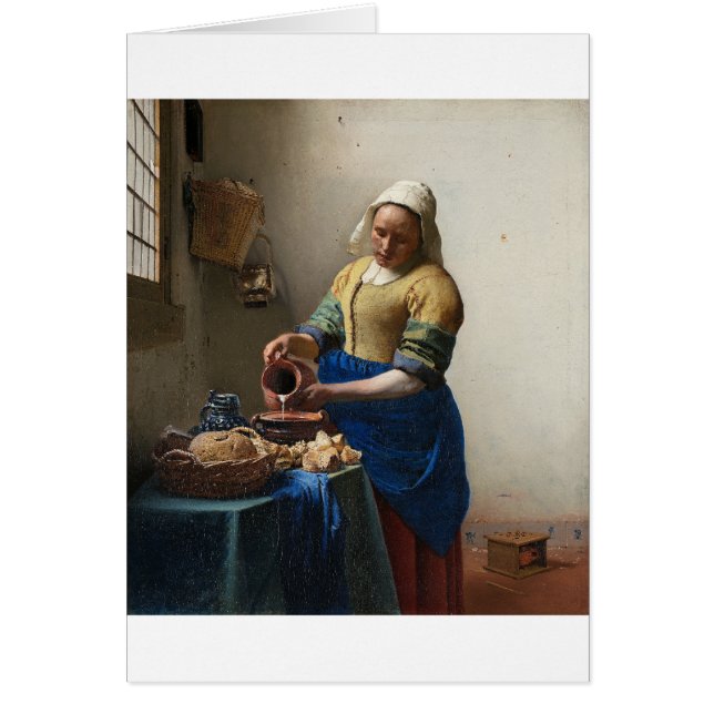 Cartão A Milkmaid de Johannes Vermeer (Frente)