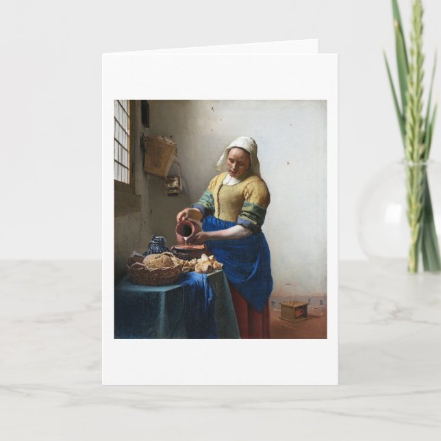 Cartão A Milkmaid, Johannes Vermeer, 1657-1658 (Frente)