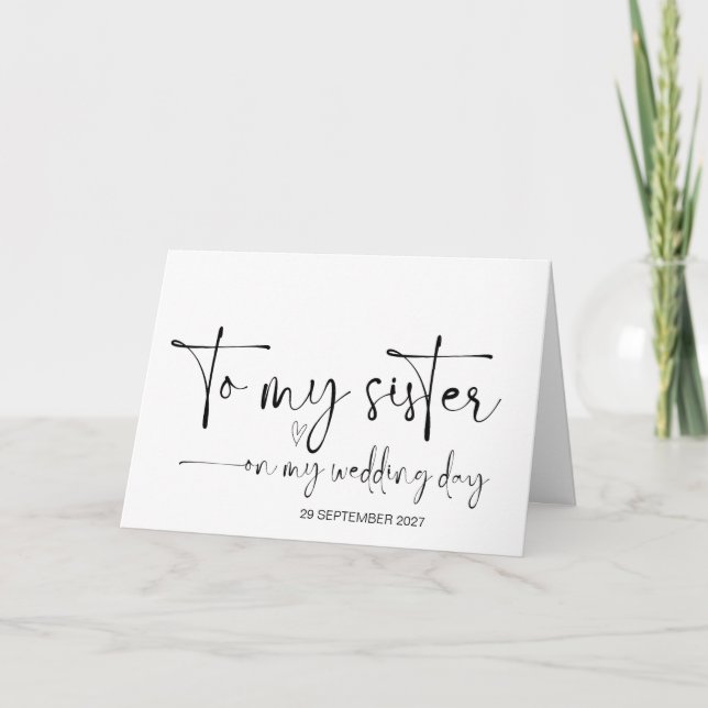 Cartão À Minha Irmã no Dia do Casamento Obrigado Noiva. (Frente)