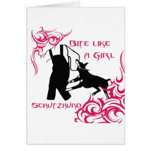 Cartão A mordida gosta de uma menina