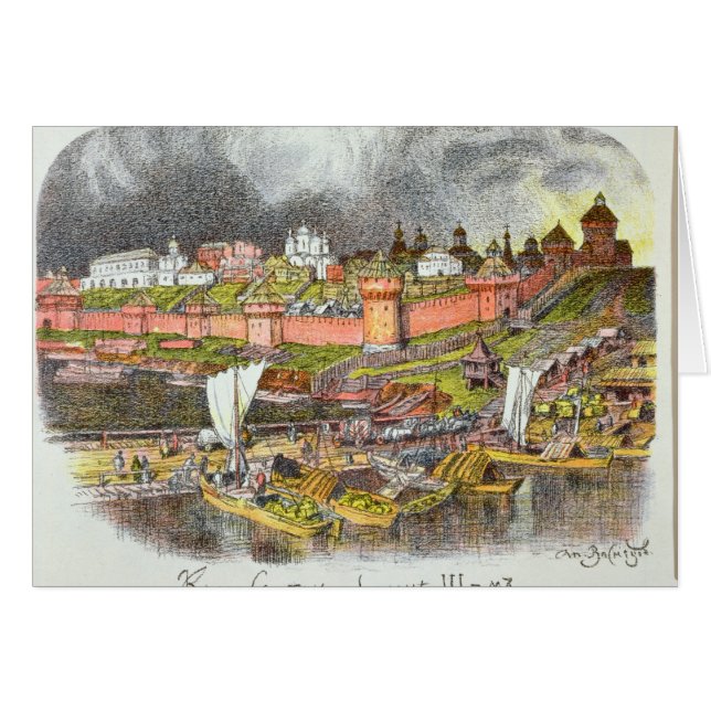 Cartão A Moscovo Kremlin na época do Tsar Ivan III (Frente Horizontal)