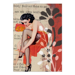 Cartão A mulher na Lingerie Vermelha