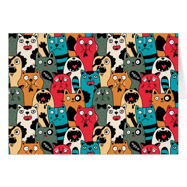 Cartão A multidão de gatos (Frente Horizontal)