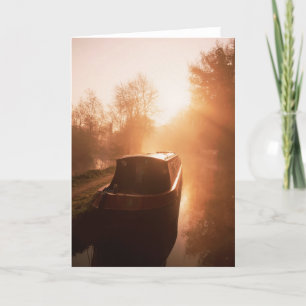 Cartão A narrowboat on the Oxford canal Greeting Card