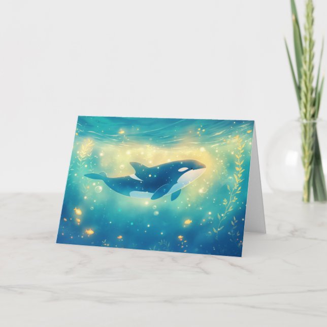 Cartão A Natação Encantada da Aventura Orca (Frente)