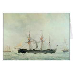 Cartão A navio de guerra francesa, "La Gloire", 1880