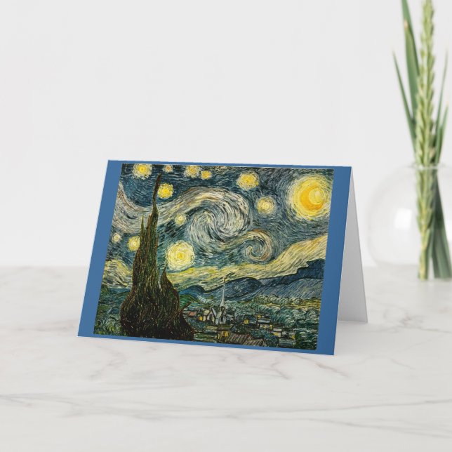 Cartão A noite estrelado de Vincent van Gogh (1889) (Frente)
