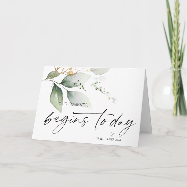 Cartão A Noiva do Dia do Casamento do Groom Começa Hoje (Frente)