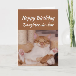 Cartão A nora do feliz aniversario comemora o gato