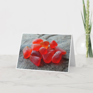 Cartão A Pile of Genuine Red Sea Glass Greeting Card