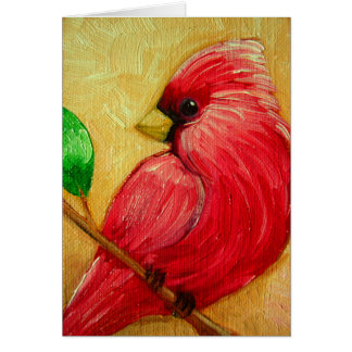 CARTÃO A PINTURA A ÓLEO CARDINAL VERMELHA PERSONALIZA O