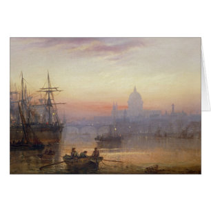 Cartão A piscina de Londres no pôr-do-sol, 1876