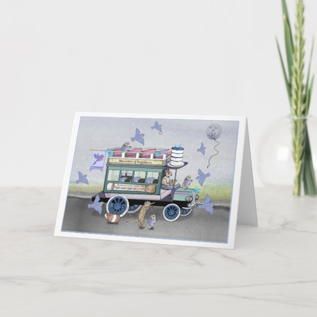 Cartão A placa Omnibus Bluebird da Felicidade (Frente)