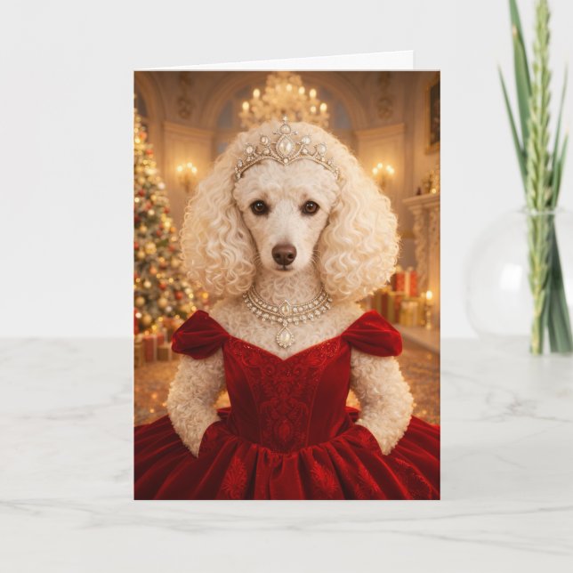 Cartão A Poodle Christmas Holiday Card (Frente)