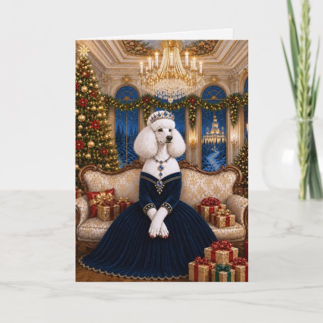 Cartão A Poodle Christmas Holiday Card (Frente)