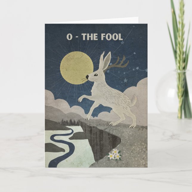 Cartão A Poster da Arcana-Grande Fool com o Jackalope (Frente)