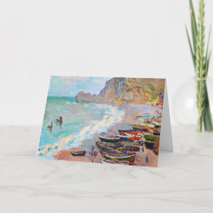Cartão A praia de Etretat Claude Monet costeira arte marí