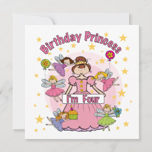 Cartão A princesa Eu do aniversário é quatro t-shirt e