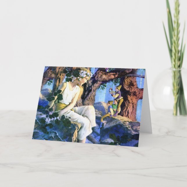 Cartão A Princesa Justa de Maxfield Parrish e os Gnomos (Frente)
