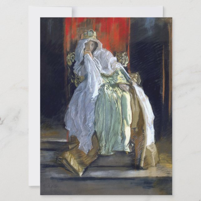 Cartão A Rainha de Hamlet (por Edwin Austin Abbey) (Frente)