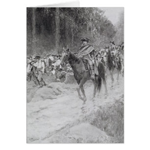 Cartão A retirada de Washington dos grandes prados