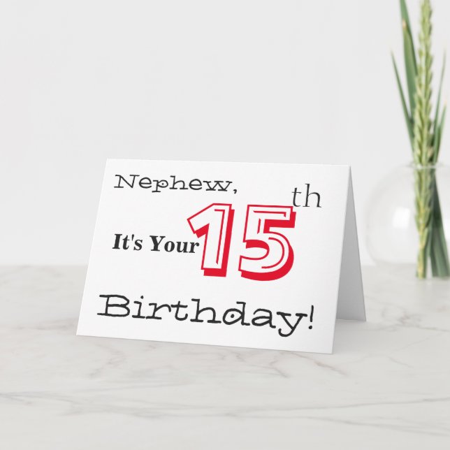 Cartão A saudação de aniversário de Sobrinho em vermelho  (Frente)