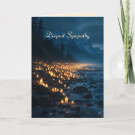 Cartão A sea of candlelights on the beach in the dark