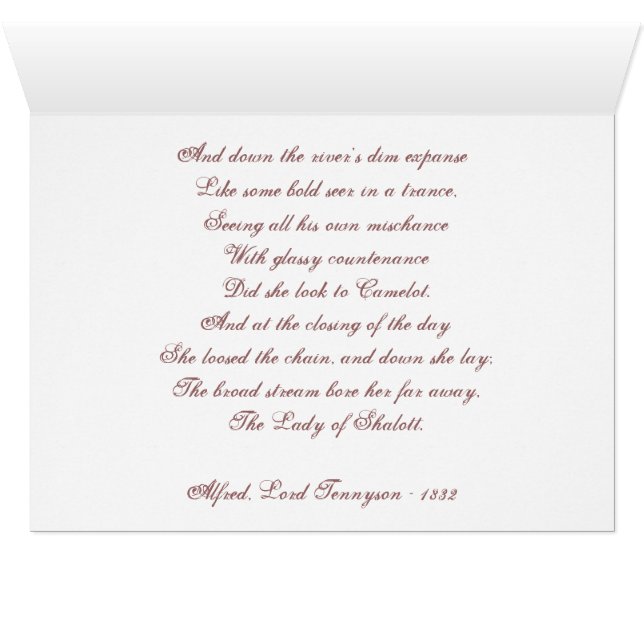 Cartão "A Senhora de Shalott" por John W. Waterhouse (Interior horizontal (base))