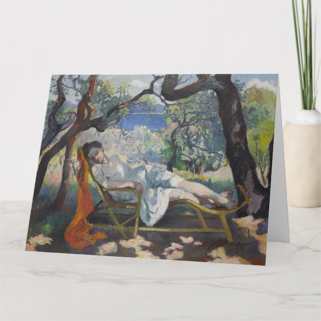 Cartão A Siesta (Jeanne Resting em uma cadeira de Rocking (Frente)