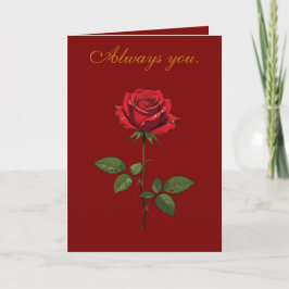 Cartão A Single Red Rose With Morning Dew 