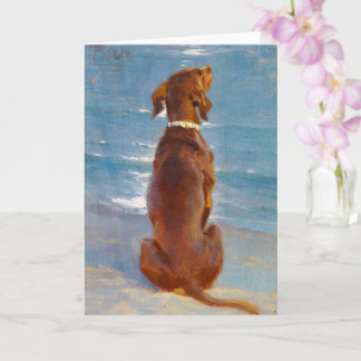 Cartão A sitting brown dog by P.S. Kroyer