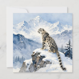 Cartão A Snow Leopard on Snowy Peak