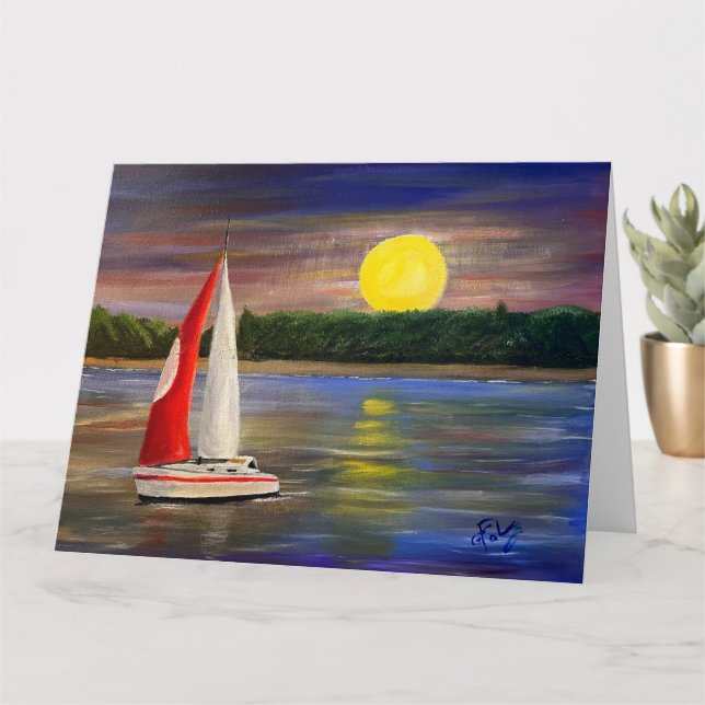 Cartão A Sunset Sail, por Gary Poling (Planta pequena)