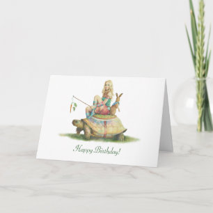 Cartão A tartaruga e a lebre, feliz aniversário