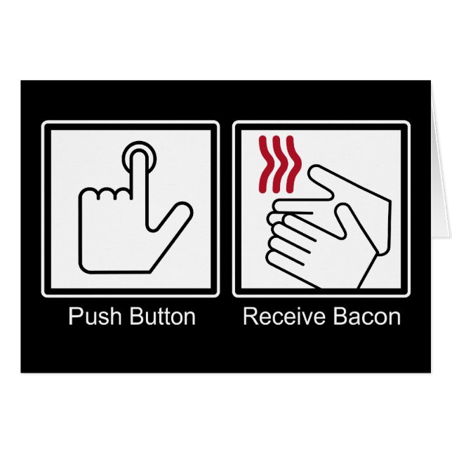 Cartão A tecla, recebe o bacon - distribuidor do bacon (Frente Horizontal)