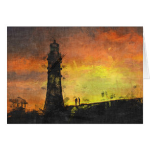 Cartão A torre de Smeaton no por do sol