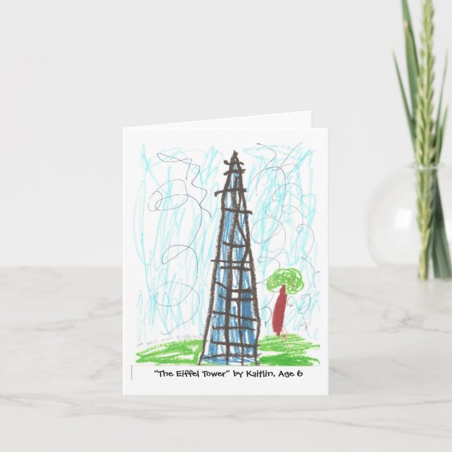Cartão "A torre Eiffel" por Kaitlin, idade 6 (Frente)