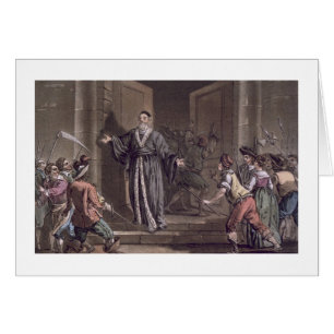 Cartão A toupeira de Mathieu (1584-1656) harangued pelas