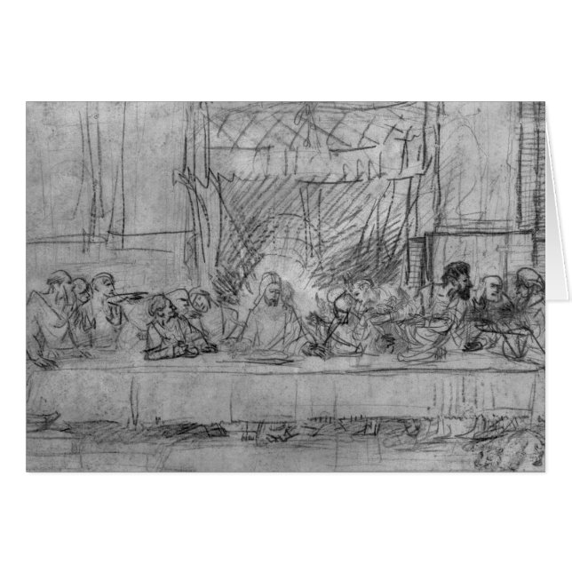 Cartão A última ceia, após o fresco por Leonardo a (Frente Horizontal)