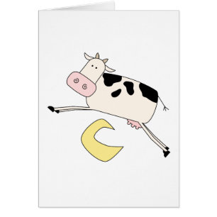 Cartão A vaca salta sobre o camiseta e os presentes da
